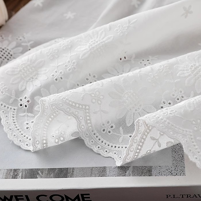 Embroidery Cotton Shirt - 1yard hollow flower cotton tissus sunflower