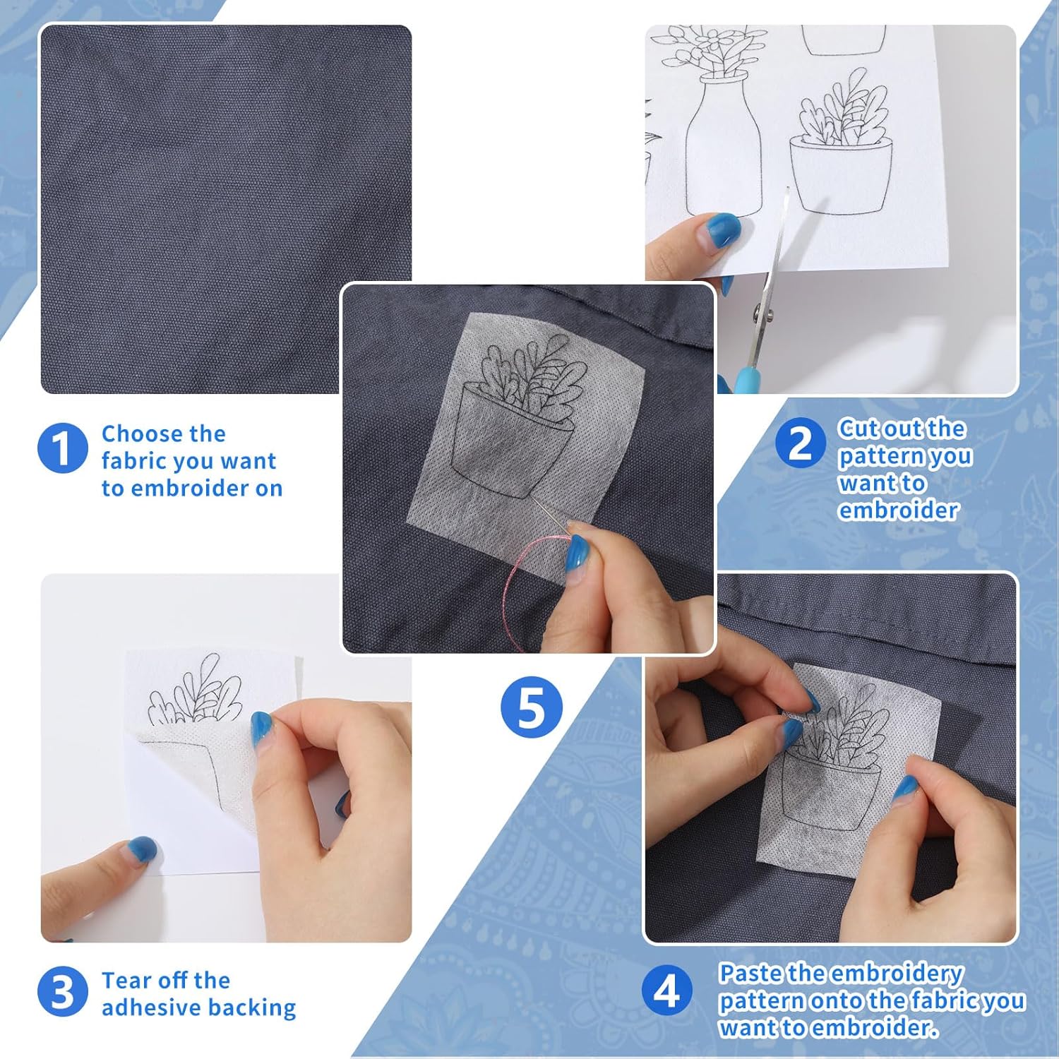 4 Sheets Water Soluble Embroid - огляд і ціна Embroidery Meaning