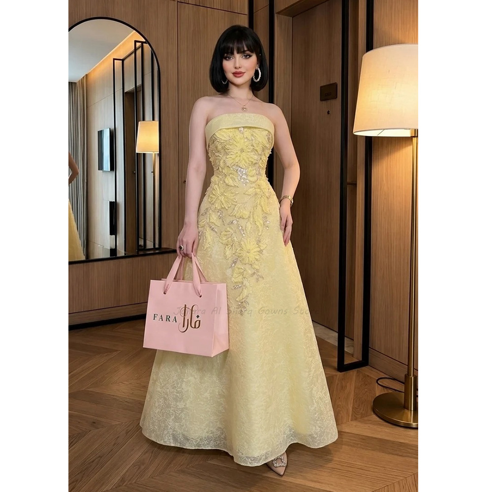 Pale Yellow A Line Evening Dre - огляд і ціна Embroidery Yellow Dress