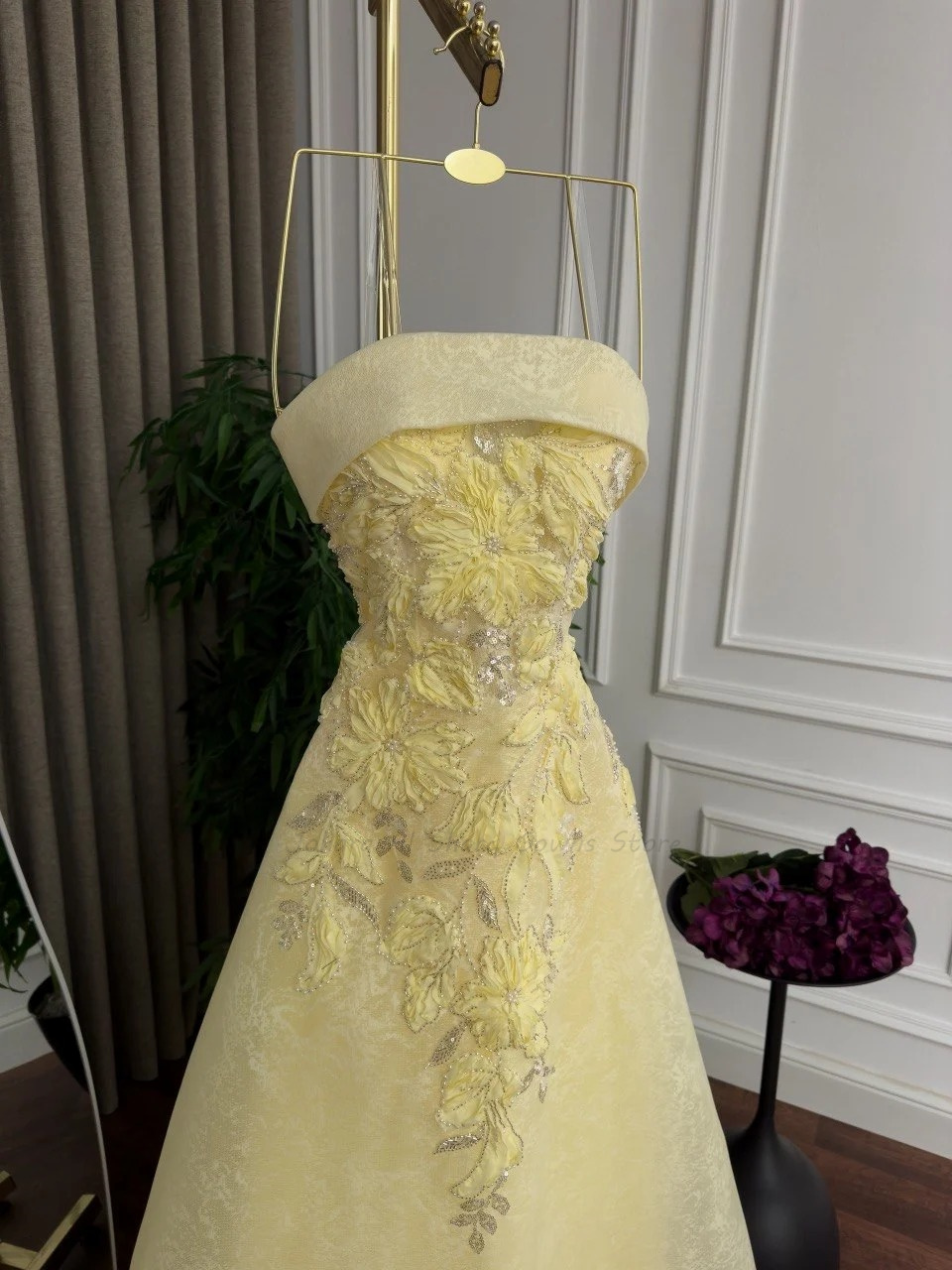 Pale Yellow A Line Evening Dre - огляд і ціна Embroidery Yellow Dress